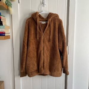Lou & Grey Brown Sherpa Zip-Up Hoodie